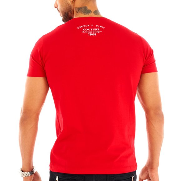 Avenue George V Paris Men's Red T-Shirt Teddy Bear Fitted Tee  Rhinestone  XL - Picture 3 of 5